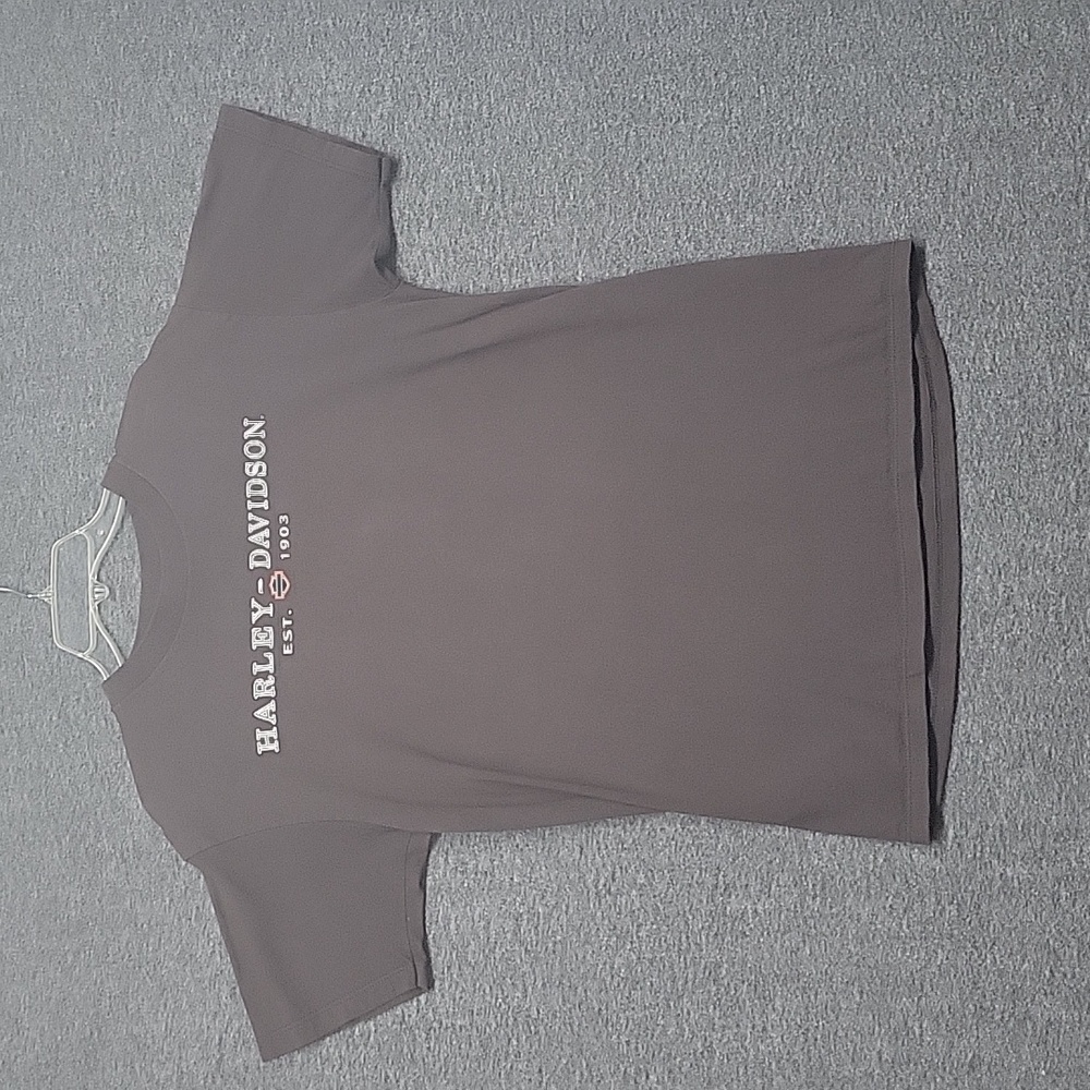 Harley Davidson Men's Brown Tee Shirt Size Large 100% Cotton Short Sleeve